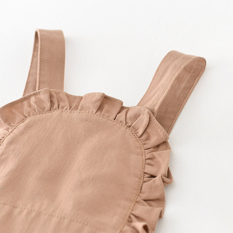 Brown Overalls for Baby Girls, Dress Style, 6-36Months