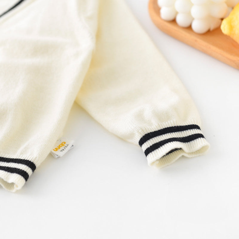 Cartoon Bear Pattern Sweater, Collegiate Style, 6-36Months