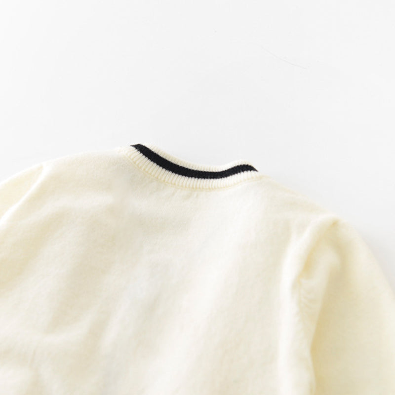 Cartoon Bear Pattern Sweater, Collegiate Style, 6-36Months