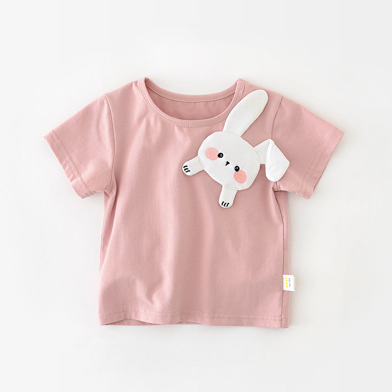 Baby Girls T-shirt with a 3D Bunny Pattern, 1-5Years