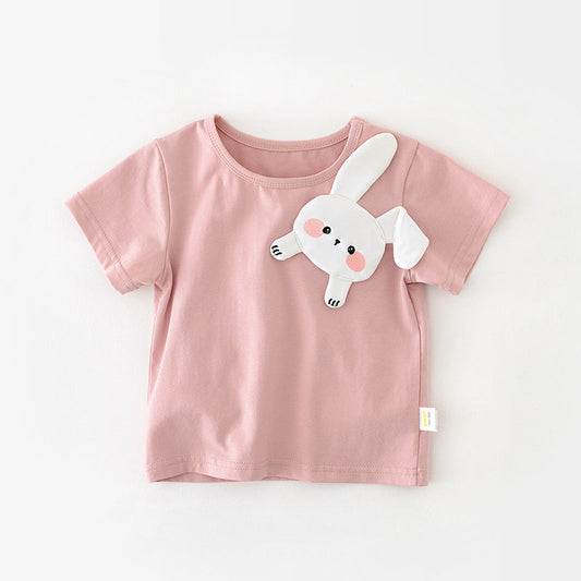 Baby Girls T-shirt with a 3D Bunny Pattern, 1-5Years