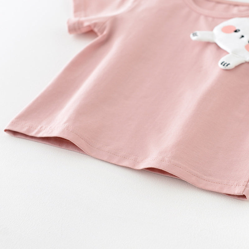 Baby Girls T-shirt with a 3D Bunny Pattern, 1-5Years