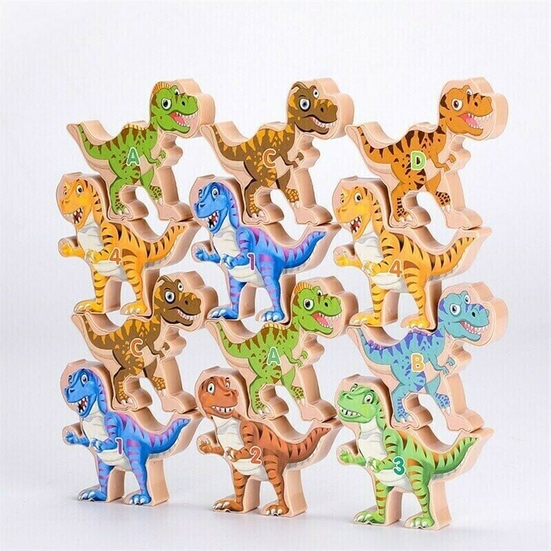 (Limited time 49% low price sale) -🔥 Balanced wooden Dinosaur Jenga Toys