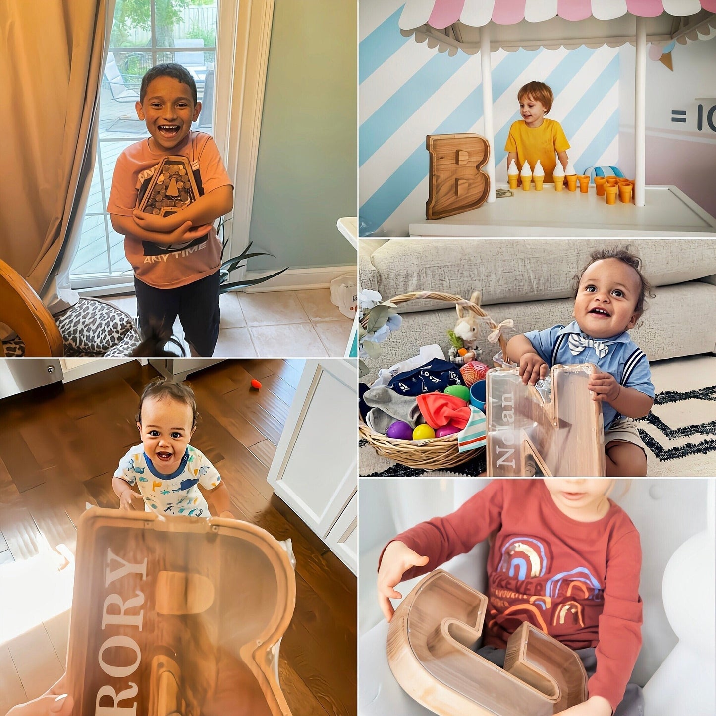 (49% low price sale) -Personalized Alphabet Wooden Piggy Bank