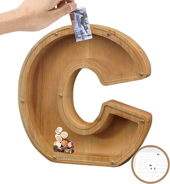 (49% low price sale) -Personalized Alphabet Wooden Piggy Bank