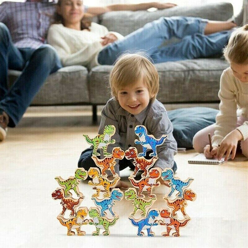 (Limited time 49% low price sale) -🔥 Balanced wooden Dinosaur Jenga Toys