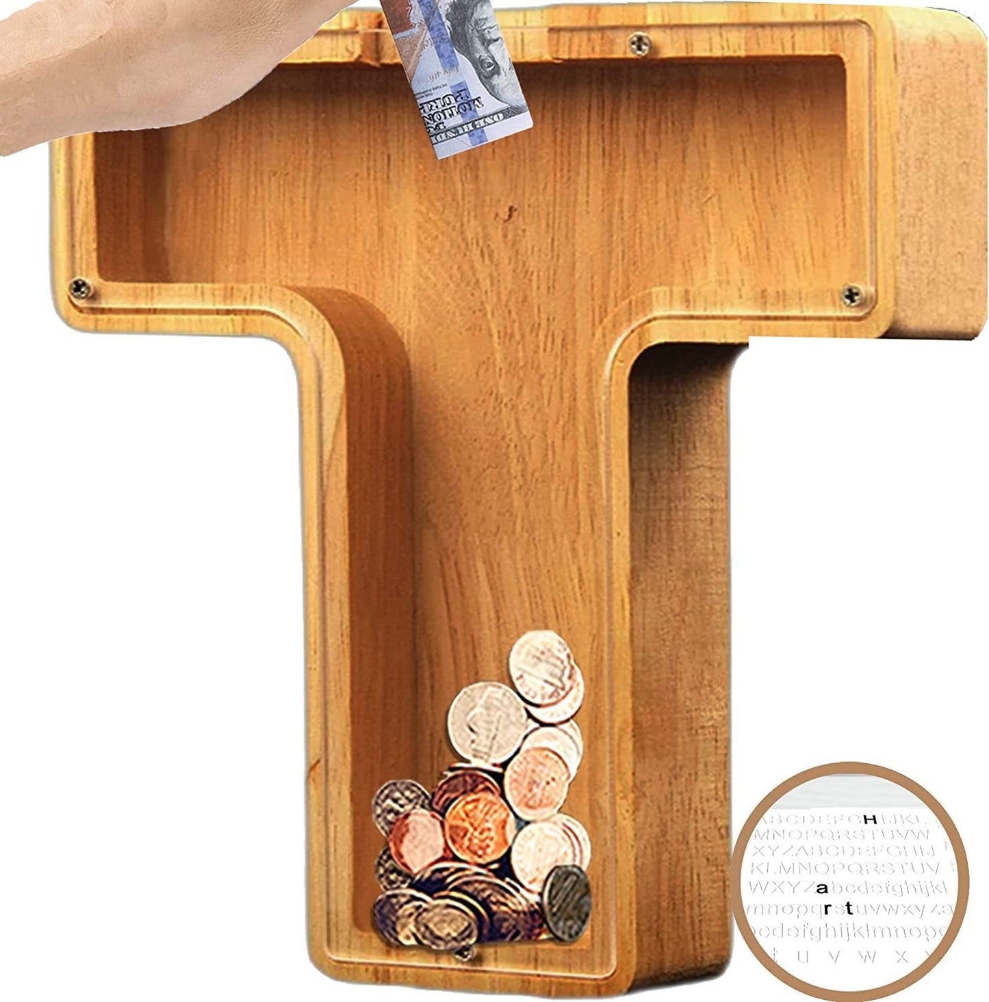 (49% low price sale) -Personalized Alphabet Wooden Piggy Bank