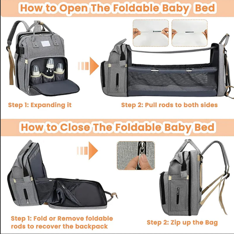 2 in 1 Backpack Diaper Bag & Crib - babysmile03