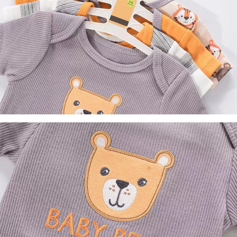 Cartoon Bear Bodysuits Set for Boys Girls