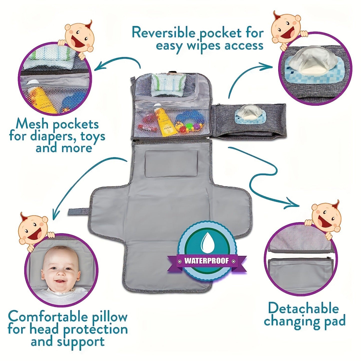 Portable Waterproof Baby Change Pilch