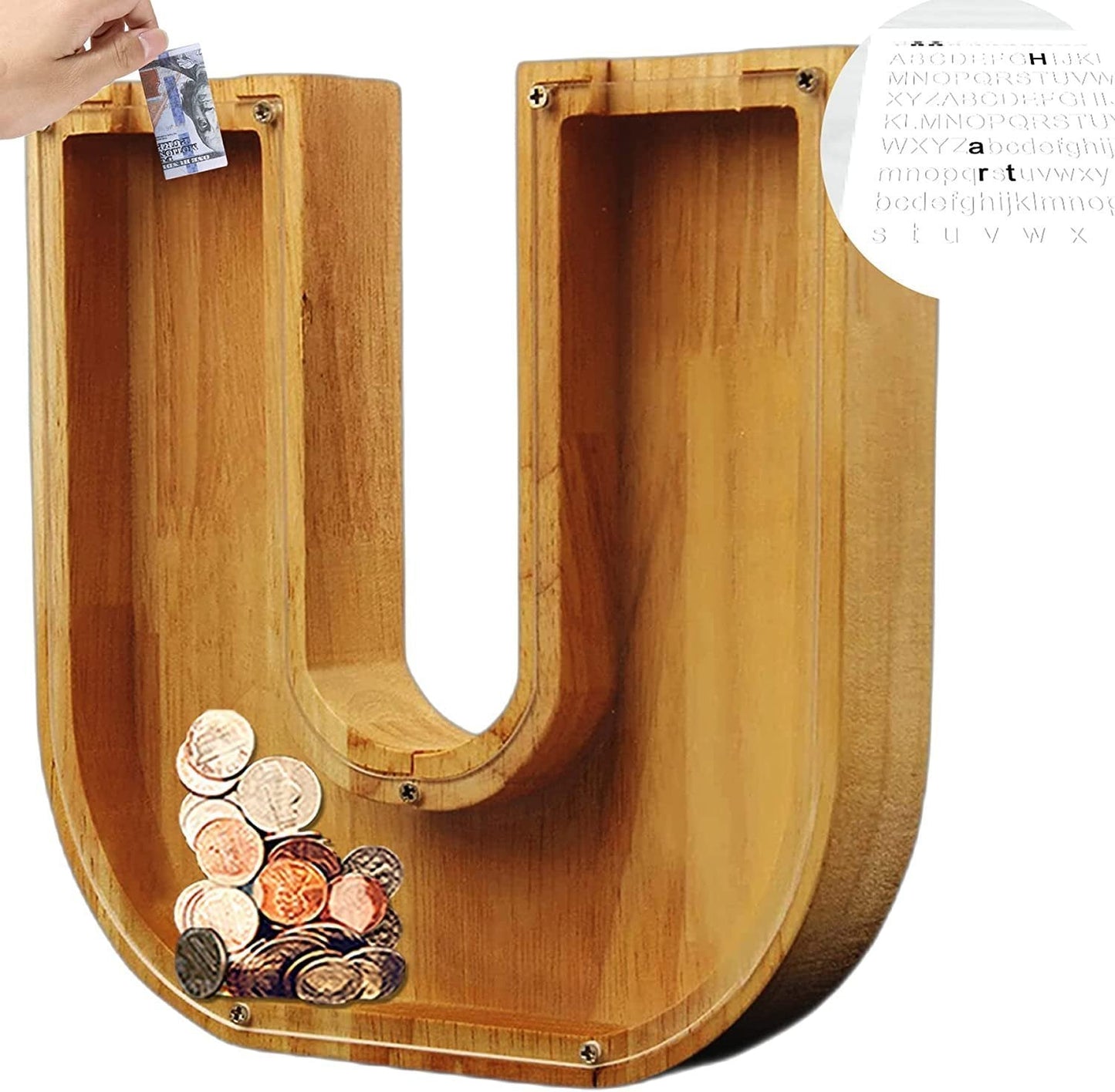 (49% low price sale) -Personalized Alphabet Wooden Piggy Bank