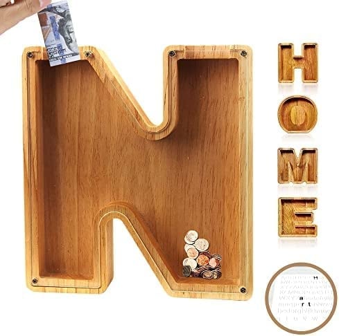 (49% low price sale) -Personalized Alphabet Wooden Piggy Bank
