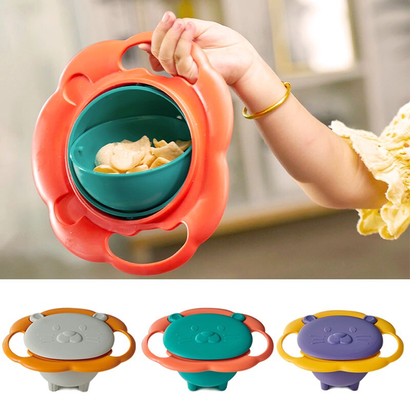 360 Degree Rotate Spill-Proof Bowl Cute Cartoon