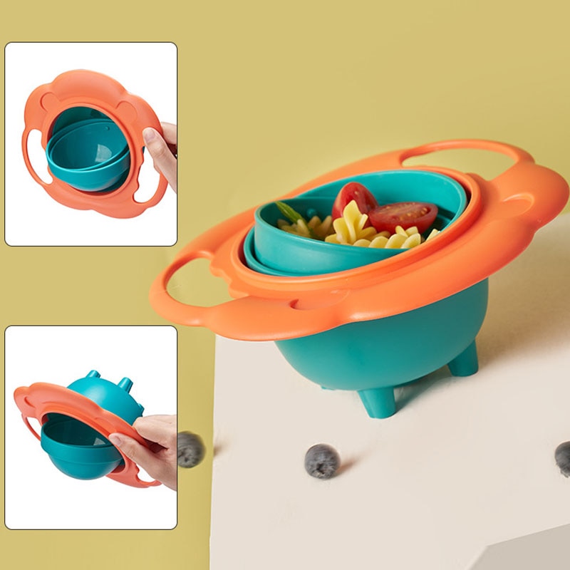 360 Degree Rotate Spill-Proof Bowl Cute Cartoon