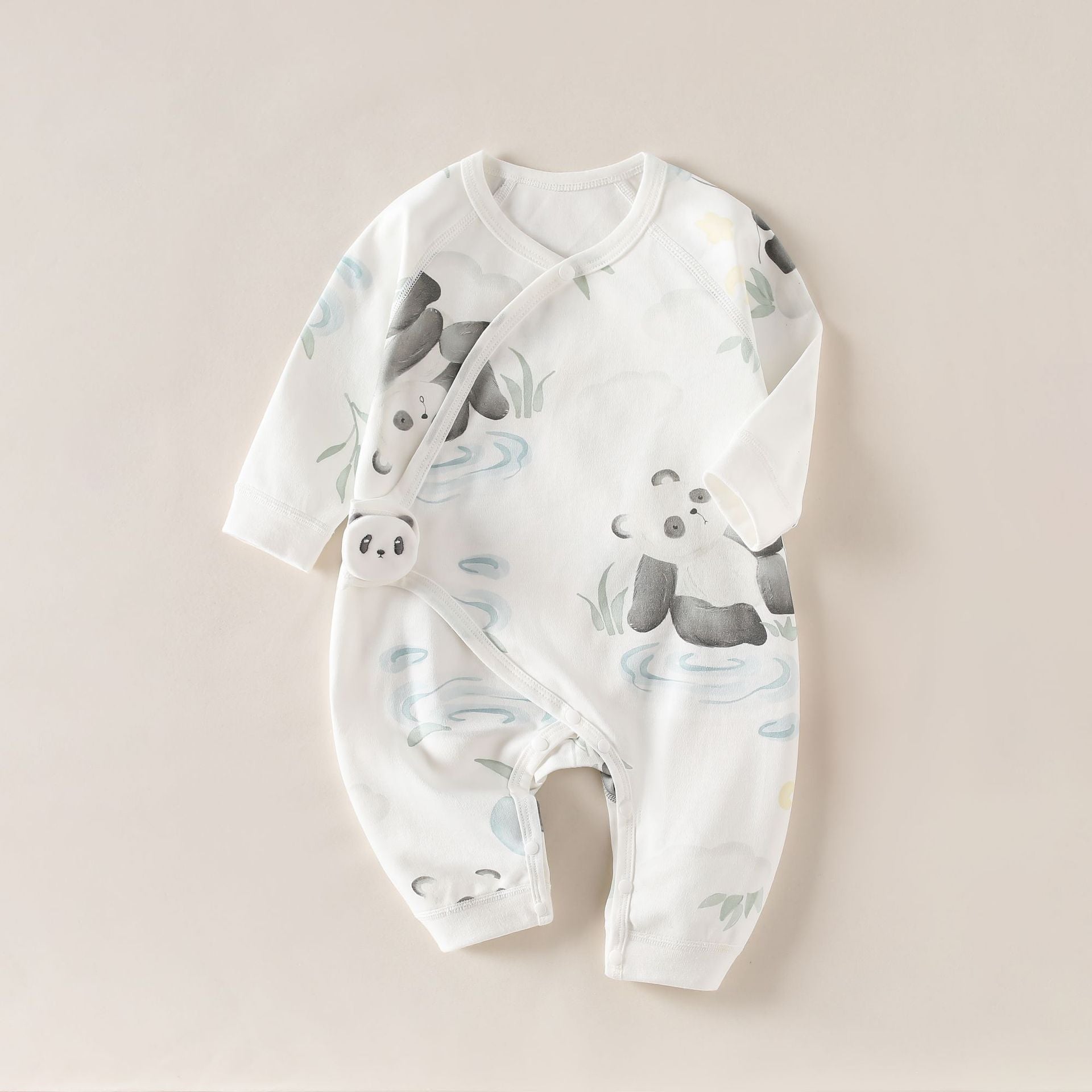 Newborn Baby Romper, Side-opening Velcro, 100% Pure Cotton Material, 0-6Months - babysmile03