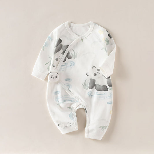 Newborn Baby Romper, Side-opening Velcro, 100% Pure Cotton Material, 0-6Months - babysmile03