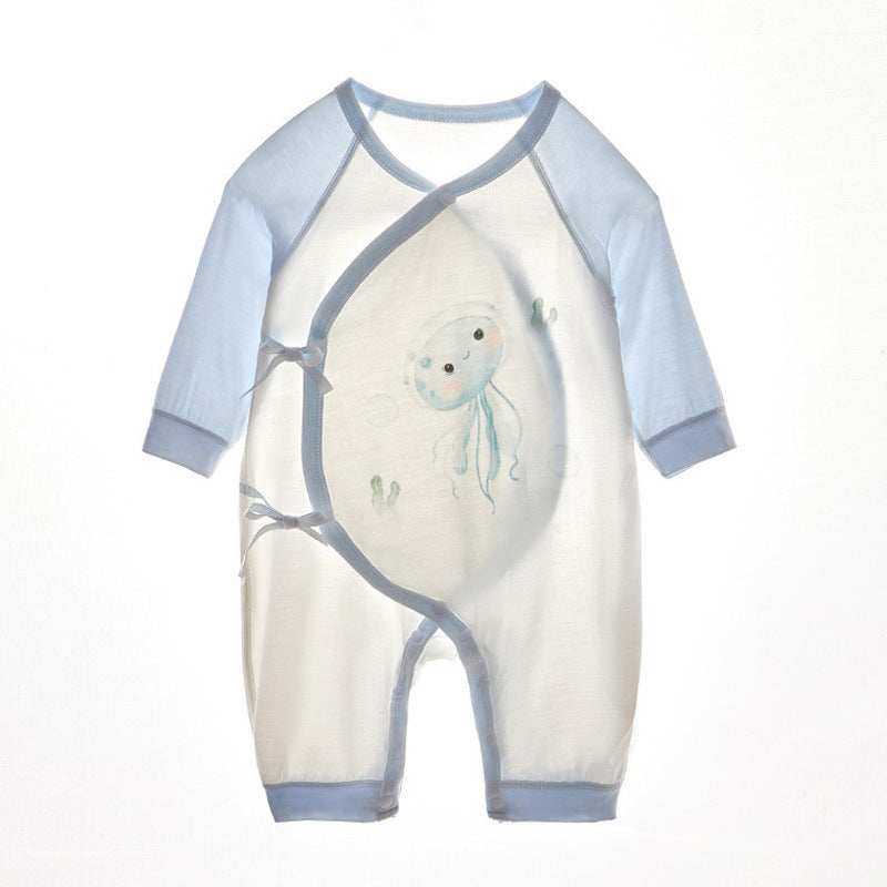 Summer Baby Romper, Natural Plant Fiber, Side-opening Velcro, 0-6Months - babysmile03