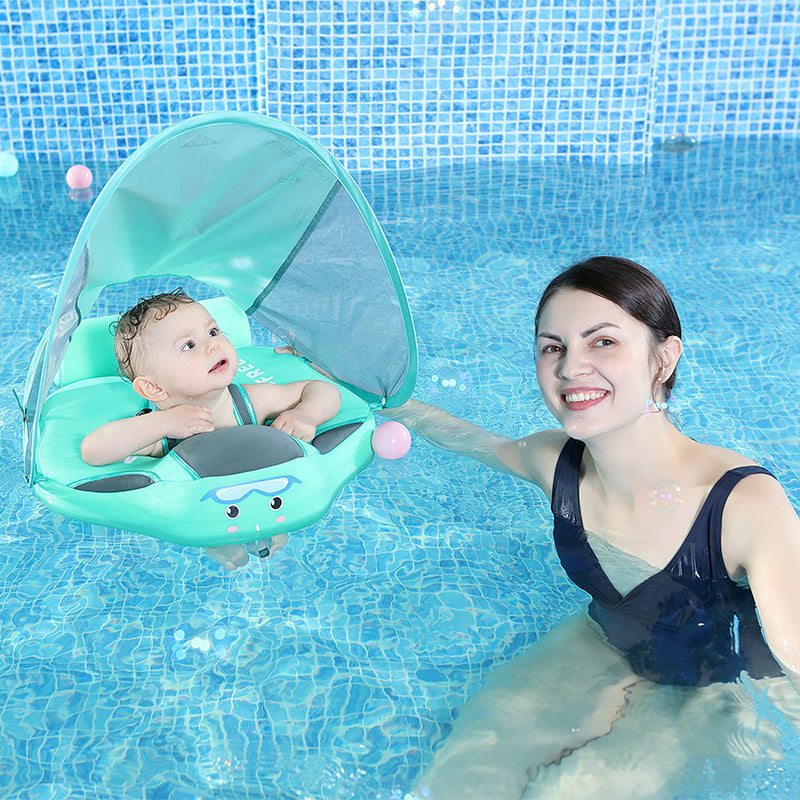An Inflatable-Free Baby Swimming Ring with a Sunshade