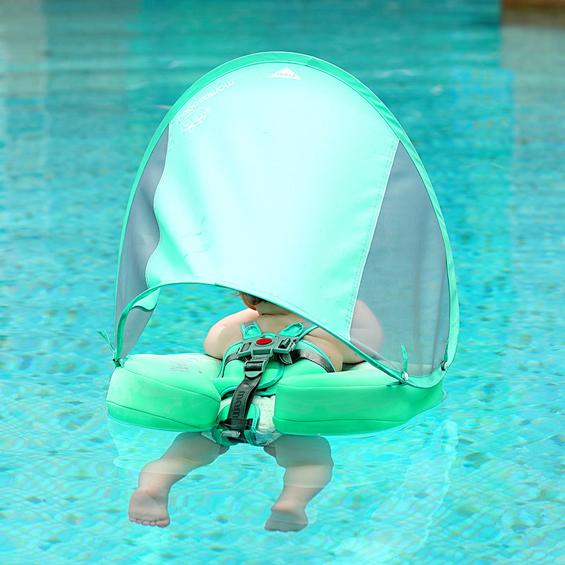 An Inflatable-Free Baby Swimming Ring with a Sunshade