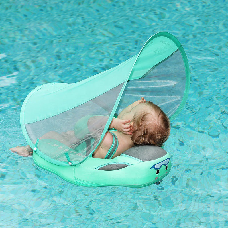 An Inflatable-Free Baby Swimming Ring with a Sunshade