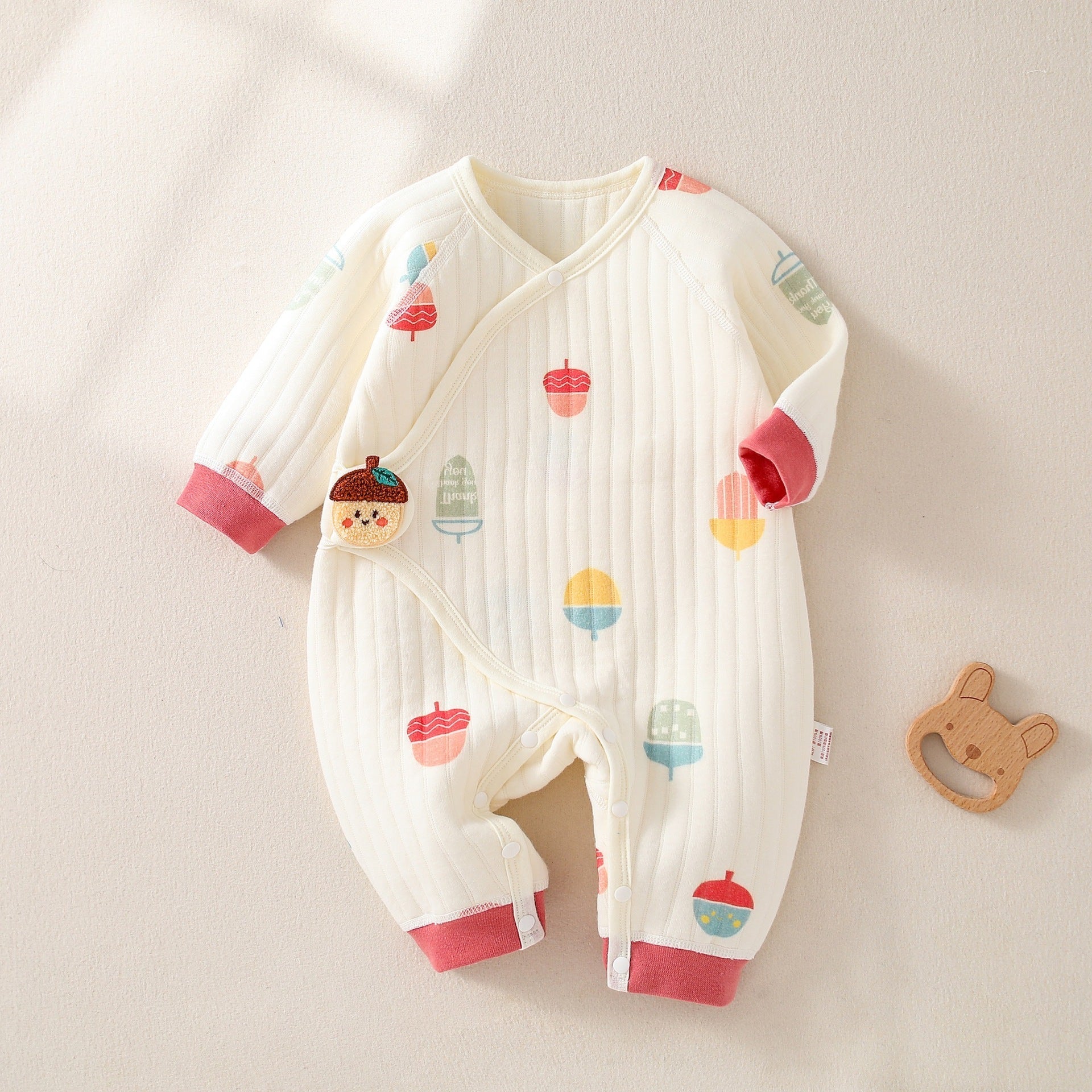 Newborn Baby Romper, Side-opening Velcro, 100% Pure Cotton Material, 0-6Months - babysmile03