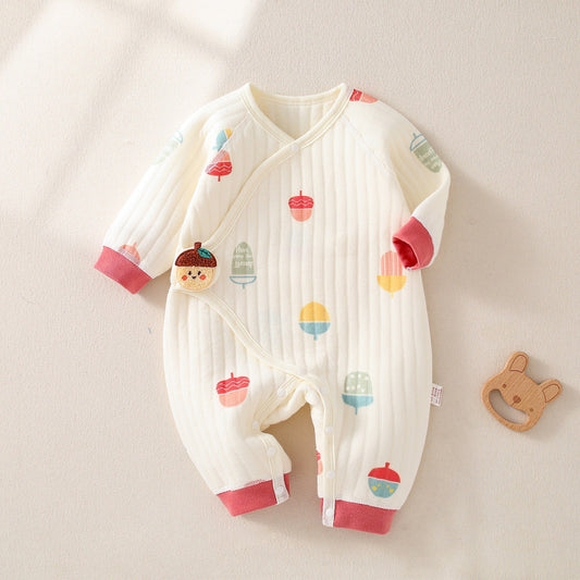 Newborn Baby Romper, Side-opening Velcro, 100% Pure Cotton Material, 0-6Months - babysmile03