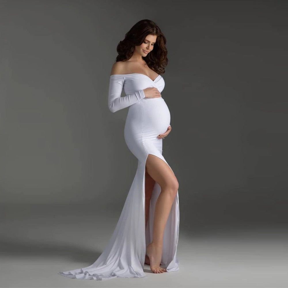 BB Sexy Shoulderless Dress For Maternity Photoshoot