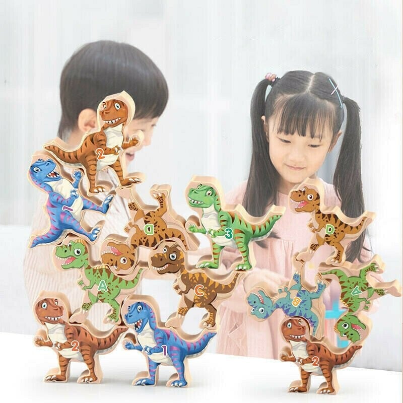 (Limited time 49% low price sale) -🔥 Balanced wooden Dinosaur Jenga Toys