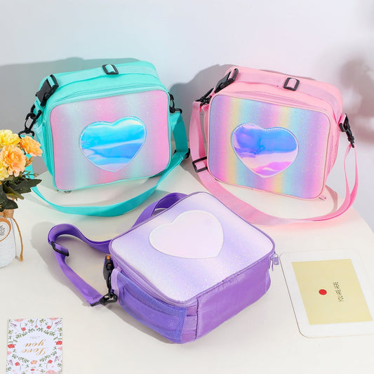 Laser Simple Rainbow Color Insulation Bento Bag