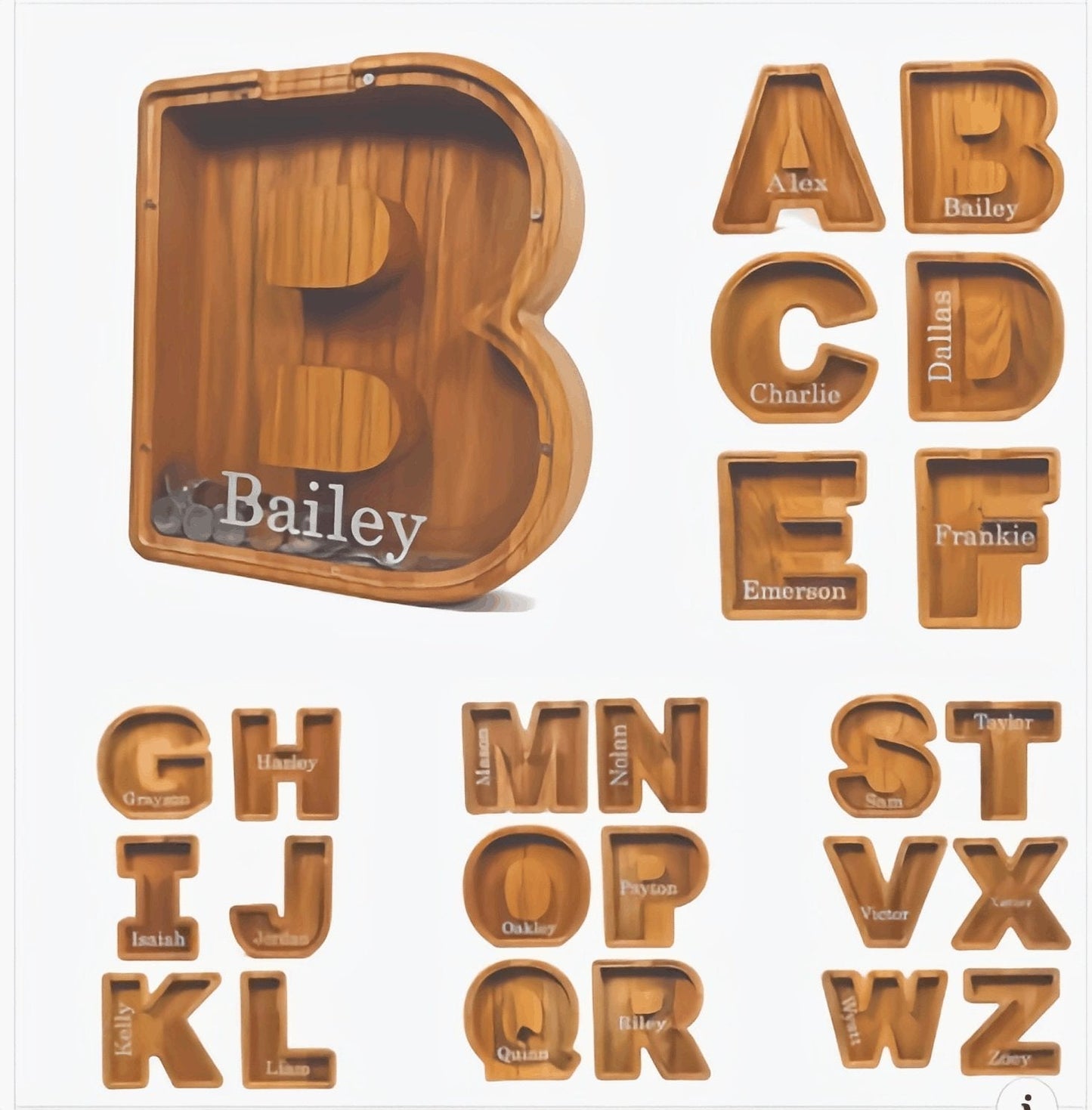 (49% low price sale) -Personalized Alphabet Wooden Piggy Bank