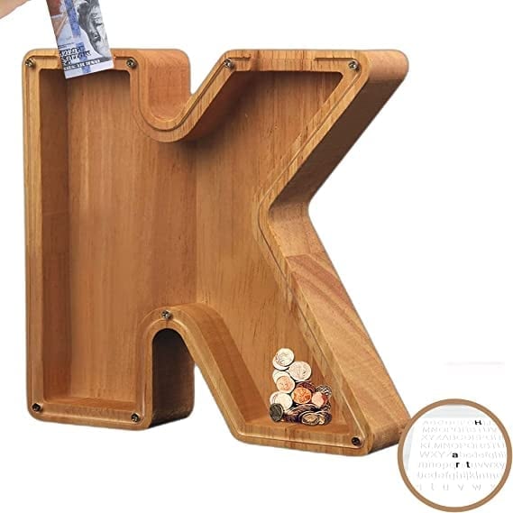 (49% low price sale) -Personalized Alphabet Wooden Piggy Bank