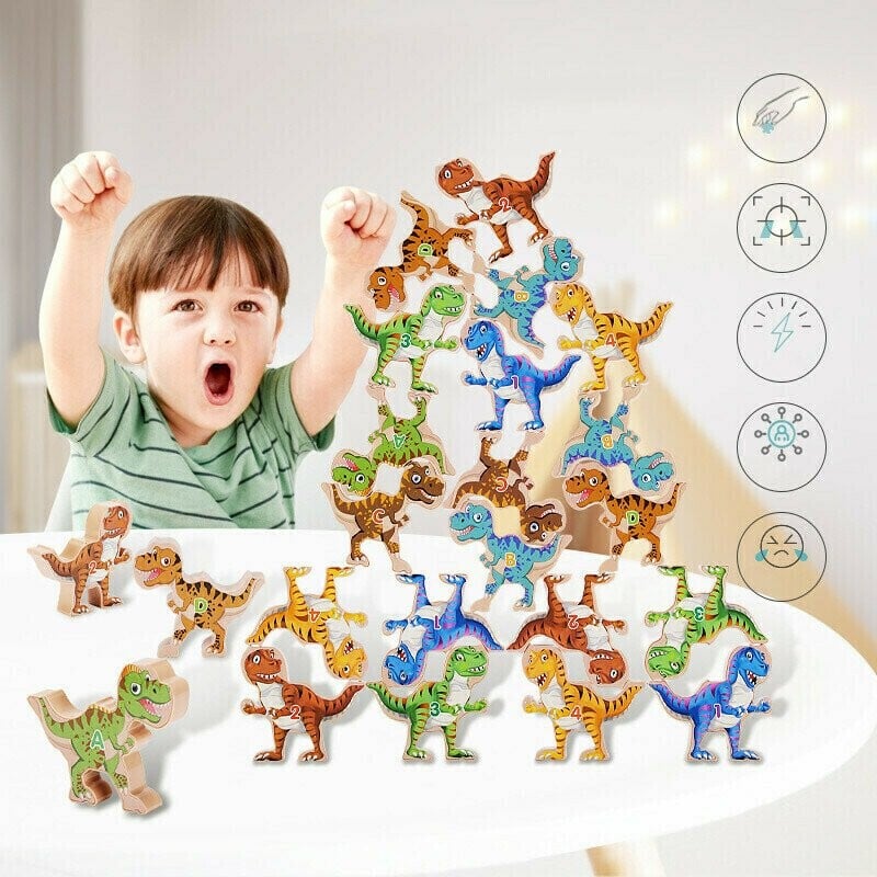 (Limited time 49% low price sale) -🔥 Balanced wooden Dinosaur Jenga Toys