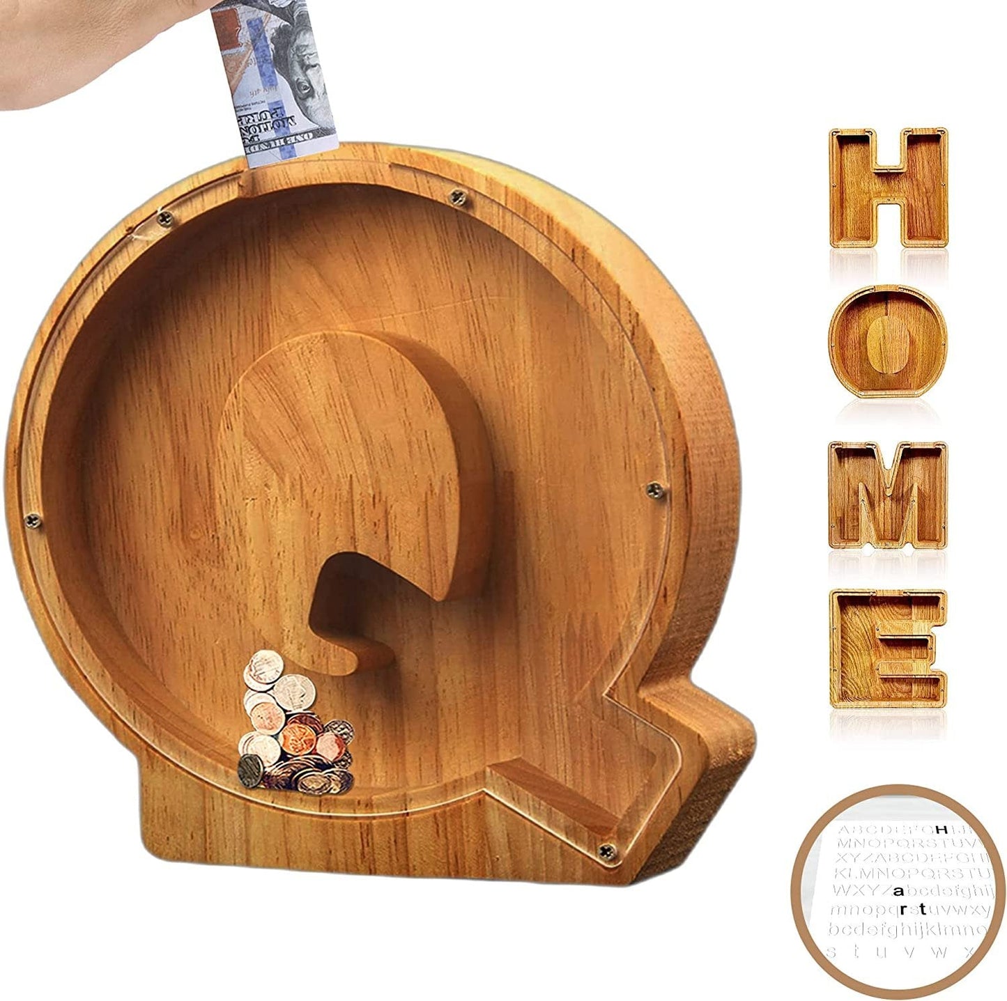 (49% low price sale) -Personalized Alphabet Wooden Piggy Bank