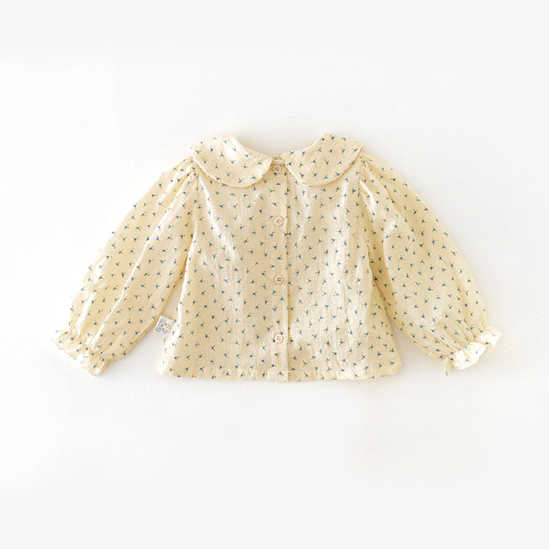 Beige baby Girls Blouse with Floral Pattern, Countryside Style, 6-36Months