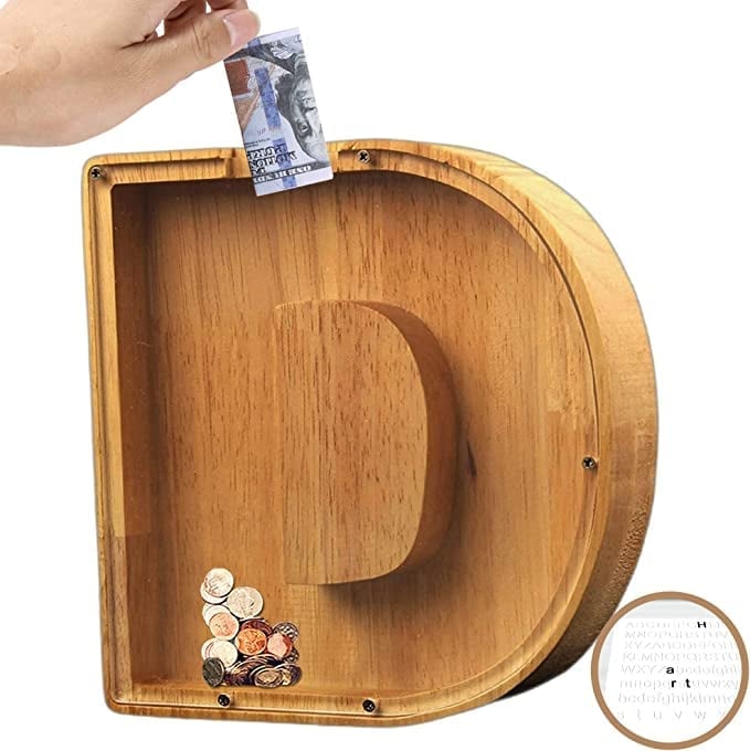 (49% low price sale) -Personalized Alphabet Wooden Piggy Bank