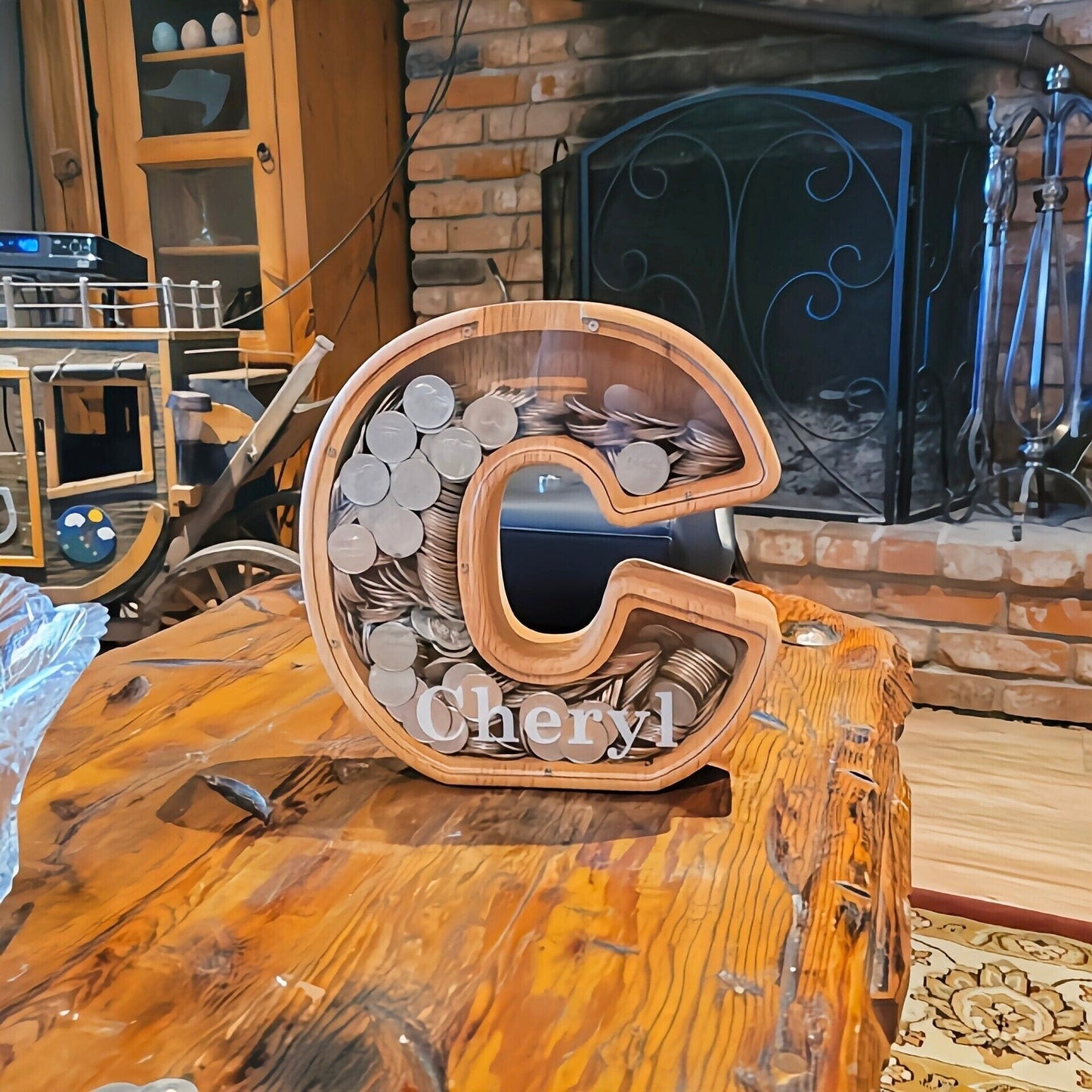 (49% low price sale) -Personalized Alphabet Wooden Piggy Bank