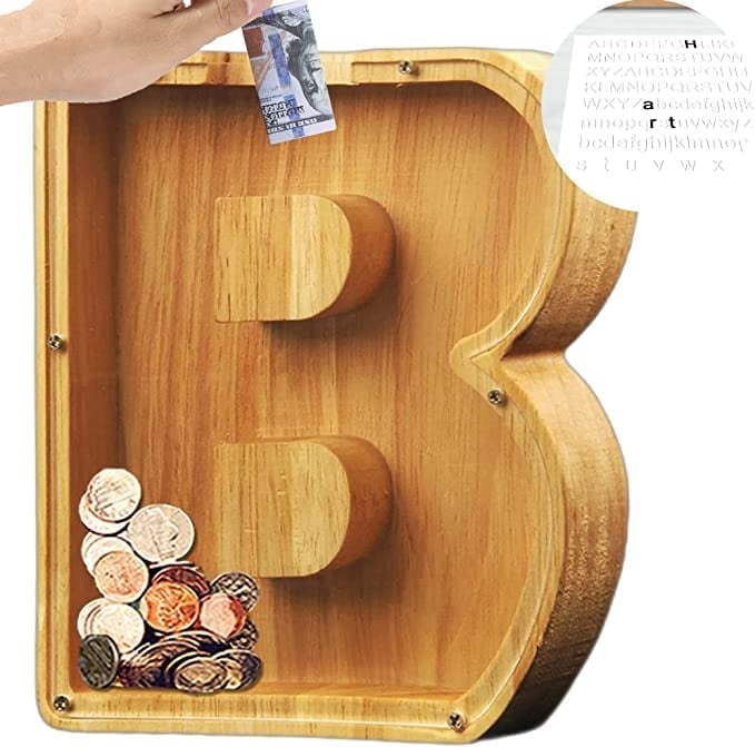 (49% low price sale) -Personalized Alphabet Wooden Piggy Bank