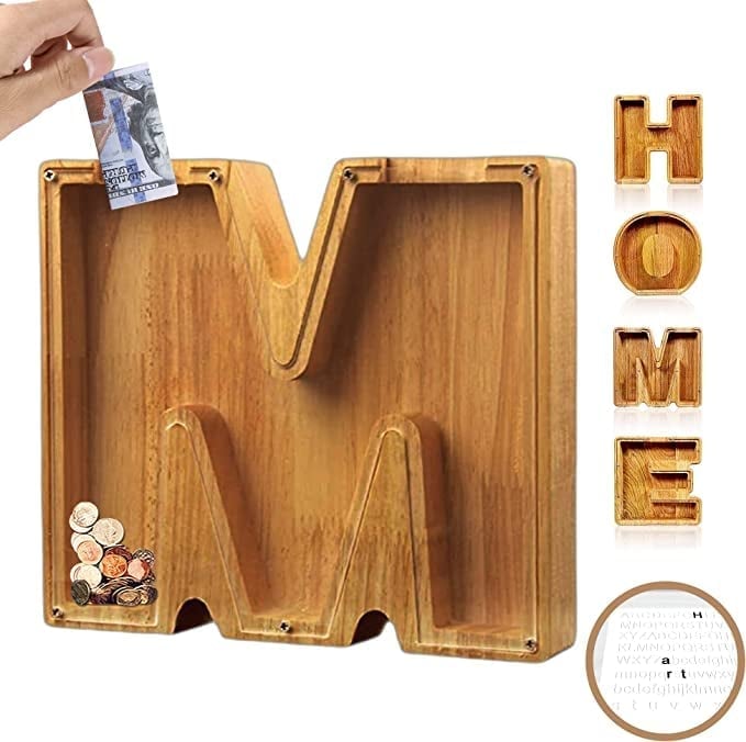 (49% low price sale) -Personalized Alphabet Wooden Piggy Bank