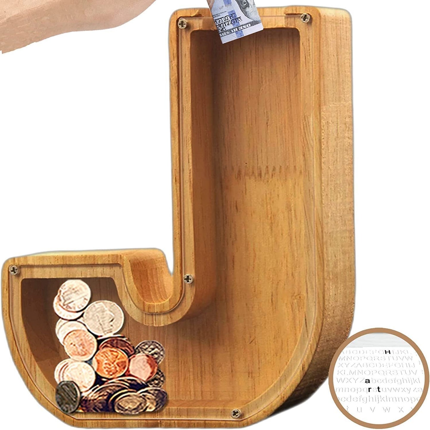 (49% low price sale) -Personalized Alphabet Wooden Piggy Bank
