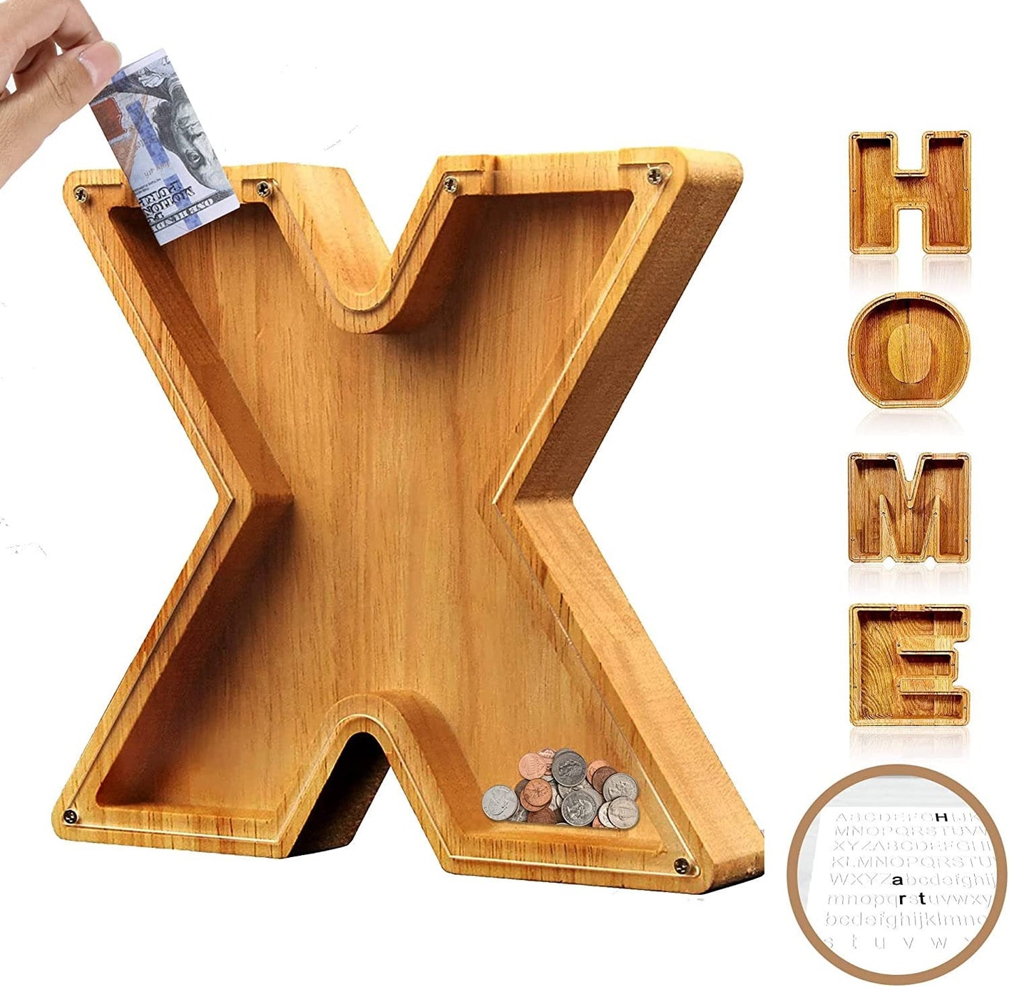 (49% low price sale) -Personalized Alphabet Wooden Piggy Bank
